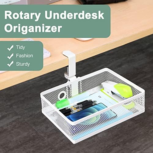 ROSYLINE Under Desk Storage Basket Hanging Drawer Tray, Clamp On Organizer - Image 2