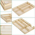 Annova Desk Drawer Organizer Tray for Office Organization - Metal Mesh - Storage Tray with Dividers for Pens, Desktop Accessories, Bathroom, Kitchen, Makeup and Office Supplies (Small, Gold) - Image 2