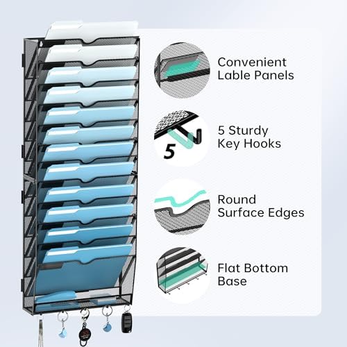 SUPEASY 13-Tier Hanging Wall File Organizer with Hooks, 2 Pack - Image 5