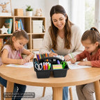 6 Pack 4 Compartment Classroom Caddy with Handle, Black - Image 5
