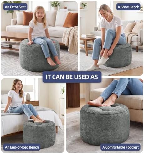 Hobestluk Round Oversized Ottoman Foot Leg Rest Under Desk for Couch - Image 6