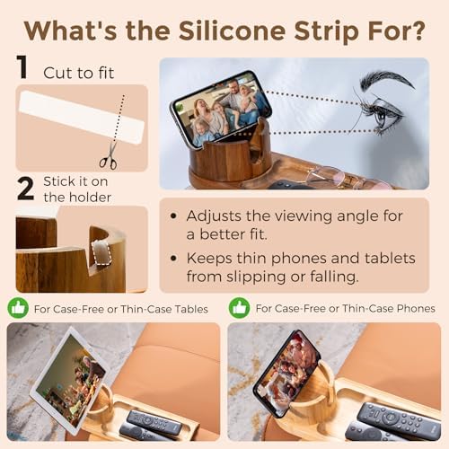 Couch Cup Holder for Armrests Over 4.9" Wide with 360° Phone Stand Walnut - Image 5