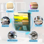 EASEPRES Magnetic 5 Pocket Mesh Hanging File Organizer, Wall Mounted Mail Paper Document Folder Holder, Clipboard Storage Organization Magazine Rack with Nametag Label for Office School, Dark Green - Image 4