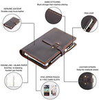 Genuine Leather Journal Writing Notebook, A6 Ring Binder Refillable Diary Notepads, Vintage Handmade Travel Organizer Agenda for Men Women - Coffee - Image 3