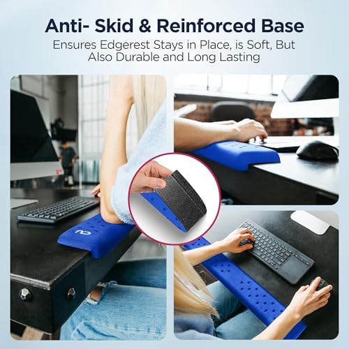 EdgeRest PostureUp L-Shaped Desk Long Wrist Rest Elbow, Forearm & Wrist Comfort Support for Table or Desk Edge, Non-Slip, Memory Foam Padding, Ergonomic Design for Work, Universal Fit, Blue - Image 5