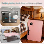 27.6" Home Office Folding Lap Desk with Drawer, Tablet Slot, Cup Holder - Fits up to 18 Inch Laptops, Bed Desk for Reading, Writing, Eating, Portable Laptop Table for Sofa, Coach, Floor (Pink) - Image 4