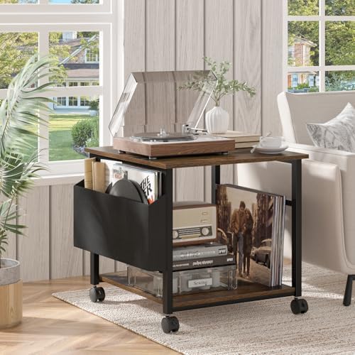 Lerliuo Brown Large Printer Stand with Storage - Image 5