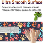 Large XXL Gaming Desk Mat 31.5"x 11.8", Ergonomic Keyboard Wrist Rest & Mouse Pad Wrist Rest + Coaster Set, Non-Slip Base, Memory Foam, Office and Home, Color Dog Paw Prints - Image 4
