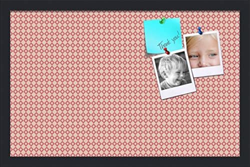 PinPix 22x14 inch Cork Bulletin Board. This Decorative Framed Pin Board Comes with Diamond Pattern in Pink and Beige Design and Satin Black. Ideal for Home, Office Decor or School (PinPix-290) by PinPixBulletinBoards