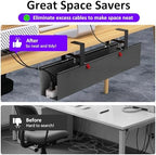 Under Desk Cable Management Tray - Under Desk Cord Management - Clamp/Screw Mount - Fabric Wire Management - Cable Raceways Tray Cord Hiders for Office/Home (Black, 28.6×5.6") - Image 6