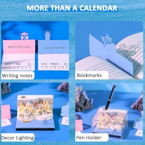 3D Calendar 2027 Memo Pad Tear Away Timepiece Calendar for Desktop Decor - Image 2
