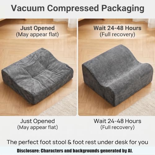 Large Foot Rest for Under Desk at Work, Footrest with Washable Cover for Office,Multifunctional Home Footrest,Dark Gray+AA - Image 6