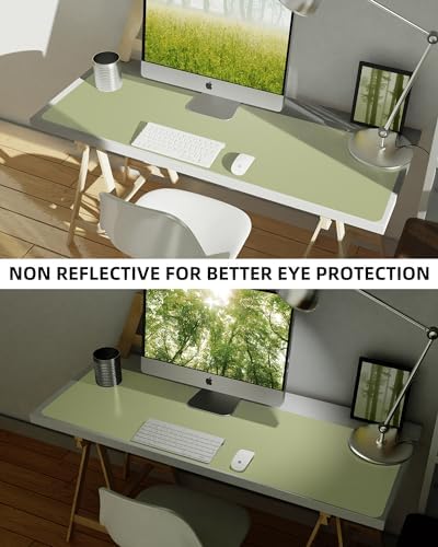AFIING Leather Desk Pad Protector,Mouse Pad,Office Desk Mat, Non-Slip PU Leather Desk Blotter,Large Desk mat,Waterproof Keyboard mat for Office/Home/Decor (Olive Green,55"" x 17"") - Image 6