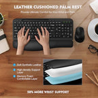 Wireless Keyboard and Mouse Combo, Full-Sized Ergonomic Wave Keys Keyboard with Memory Foam Wrist Rest & Phone Holder, 2.4G Quiet Keyboard Mouse Work Setup for PC Laptop, Office or Home (Black) - Image 3