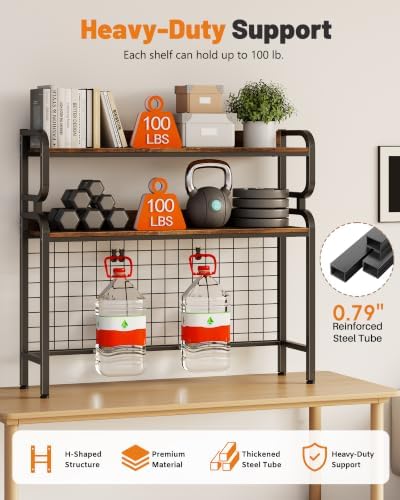 BYMECOST 38.6" Desktop Hutch Bookshelf,2-Tier Desk Shelf with Back Panel - Image 6