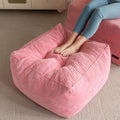 HIGOGOGO Square Stuffed Pouf Ottoman, Corduroy Poufs with Foam Chunk Filling, Furry and Fluffy Pouf Foot Stool Storage Ottoman, 25.6 X 25.6 Floor Poufs Foot Rest for Living Room, Pink by HIGOGOGO