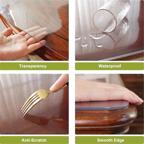 OstepDecor 42 x 66 in Clear Table Protector, Plastic Table Cover 2mm Thick - Image 3