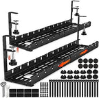 Shikha 2 Pack Cable Management Under Desk, 15.7"-31" Retractable Cable Management Tray, No Drilling Cord Organizer with Clamp for Desk, Under Table Wire Management Tray for Home Office by Shikha