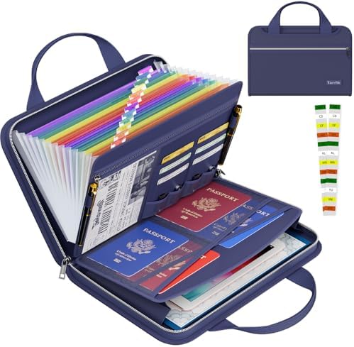 Tamfile Accordion File Organizer, Fireproof Expanding File Folder, Blue by Tamfile