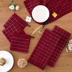 Homaxy Cotton Terry Kitchen Towels and Dishcloths Set of 10, Brick Red - Image 2
