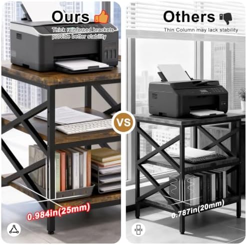 23.6"x23.6" Large Printer Stand with Adjustable Storage Shelf - Image 3
