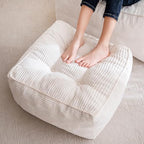 HIGOGOGO Square Stuffed Pouf Ottoman, Corduroy Poufs with Foam Chunk Filling, Furry and Fluffy Pouf Foot Stool Storage Ottoman, 25.6 X 25.6 Floor Poufs Foot Rest for Living Room, Beige by HIGOGOGO