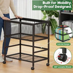 Rolling File Cart for Letter Size, Metal Hanging File Organizer with Storage Shelf, 2-Tier Mobile File Cabinet with 360° Wheels & Hooks, Under Desk Filing Cabinets for Home Office, Black - Image 6