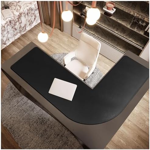 Large L-Shaped Leather Desk Pad - Home Office Accessories Corner Desk Mat (Black, (55" +63") x 19.6") - Image 6