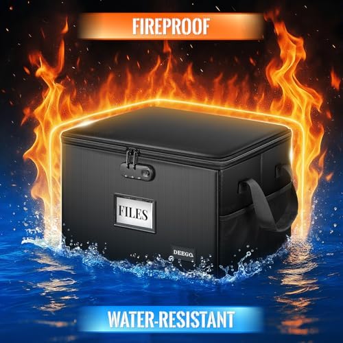 DEEGO Fireproof Document Box, Water-Resistant File Organizer Box with Lock - Image 2