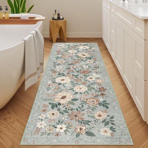 DUKINO 2.6x8 Runner Rug Washable Runner Rug for Hallway Non Slip Sage Green - Image 4