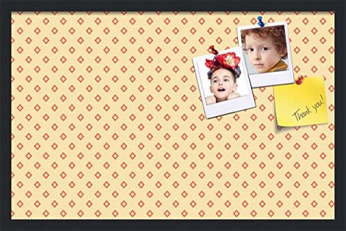 PinPix 28x18 inch Cork Bulletin Board. This Decorative Framed Pin Board Comes with Diamonds in Red and Yellow Design and Satin Black. Ideal for Home, Office Decor or School (PinPix-333) by PinPixBulletinBoards