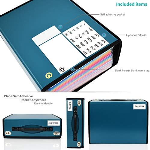 CNK Accordion File Organizer - 36 Pocket Teal Folder with Ergonomic Handle, Double Lock Buckles, Protects Documents, Durable Polypropylene, 8.5 x 11 in - Image 5