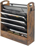 EHWINE Wall File Organizer, 6 Tier Hanging Wall File Organizer with Bottom Tray, Mail Organizer Wall Mount, Wooden Desk Organizer for Office or Home by EHWINE