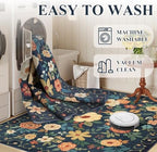 DUKINO 4x5 Area Rug for Entryway, Floral Washable Rug Non Slip, Navy Blue - Image 6