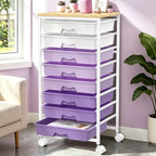SUNALLY Rolling Cart with 8 Drawers, Craft Art Storage Drawer Cart, Purple by SUNALLY