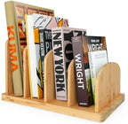 Cook Book Organizer, 4 Sections, Recipe Book Holder Rack, Tabletop Stand for Convenient Cookbook Storage, Vertical Cook Book Stand Kitchen, Binder Holder for Desk & Countertop (Bamboo) by CraftSaints