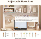 Dorm Desk Hutch with Pegboard, White Desktop Bookshelf - Image 4