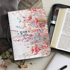 Pink Flower Bible Bags for Women Girls, PU Leather Bible Carrying Case Lightweight Bible Protective with Handle Bookmark Church Bag - Image 6