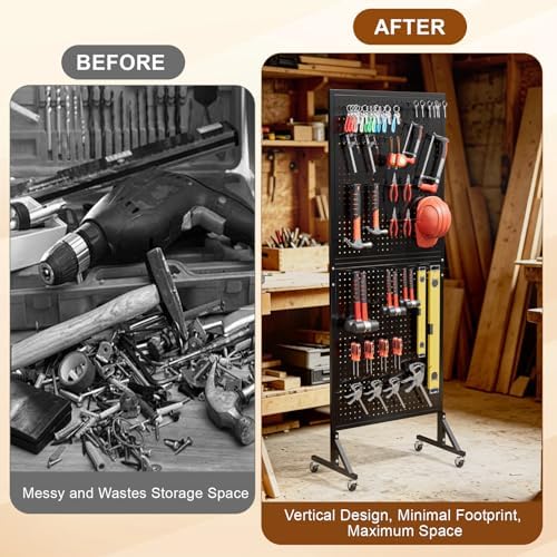 2 x 5.5 FT Metal Pegboard Display Stand with Wheel & Leveling Feet - Image 5