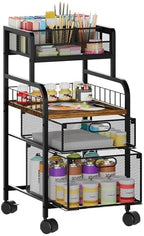 SWTYMIKI Art Cart with Drawers, Rolling Craft Cart with DIY Dividers & Wood Shelf - Mobile Art Supply Organizer for Artists, Students & Small Space, Heavy-Duty Metal, Lockable Wheels Espresso by SwtyMiki-TidyHomeSweetLife