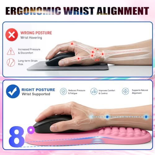 Ergonomic Keyboard Wrist Rest and Mouse Pad Wrist Support Set, Pink - Image 6