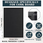 Teling 36" x 24" Cork Board Large Wood Framed Cork Bulletin Board with Pins Eye Bolts Screws Notice Pin Hook for Home School Office Walls(Black Frame) - Image 2