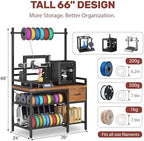 3D Printer Stand with Filament Storage – Tall 66" Heavy Duty Metal 3D Printer Table with Power Hub, Drawer & X-Bracket Stability for Workshop, Studio, Office - Image 2