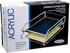 Kantek Clear Acrylic Double Large Letter Tray, 2 Tier Stackable Desk Organizer, Front Loading, 10.6" x 13.9" x 4.8", Non-Skid Feet, Office Organizer, Desk Accessory - Image 3