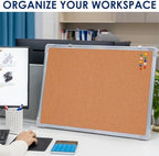 Cork Board 24x18 in, Framed Wall Hanging Bulletin Board with 10 Thumb Tacks - Image 6