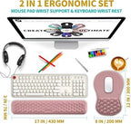 Hokafenle 2 in 1 Ergonomic Mouse Pad Wrist Support & Wrist Rest for Computer Keyboard Set, with Relieve Carpal Tunnel Pain Massage Bulge and Full Memory Gel Design (2In1 Set, Pink) - Image 2