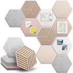 Hexagon Large Cork Bulletin Board Tiles, Peel and Stick Felt Wall Panels for Vision, Message Center, Picture and Prayer Board for Office, Dorm, Room and Desk Decor(Oatmeal) by faainit