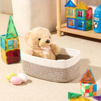 MiniArk Small Storage Baskets for Organizing | Closet Organizer Bins | Shelf Toy Basket | Woven Rope Baskets | Cube Decorative Box | Shallow Basket | 11.5x7.5x4.7” | 4 Packs White Brown - Image 4