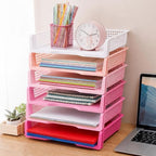 Teenyyou Set of 12 Colorful Classroom Turn in Trays Stackable, Pink - Image 3