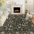 DUKINO 6x9 Area Rug Washable Animal Living Room Rug Non Slip Charcoal Black by DUKINO